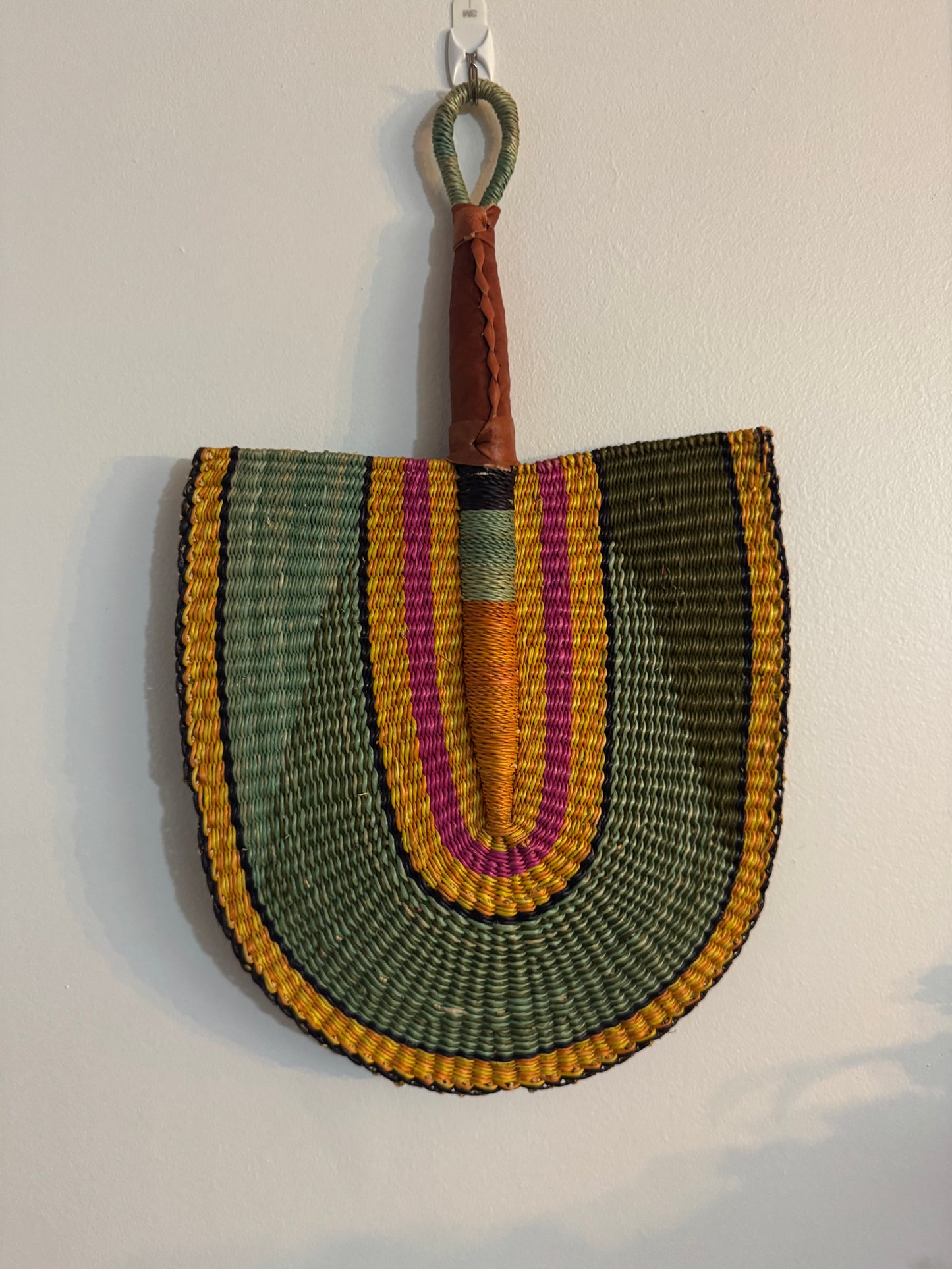 Handwoven African Bolga Fan – Vibrant Traditional Craft from Ghana