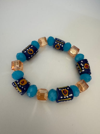 Glass bead bracelet - blue