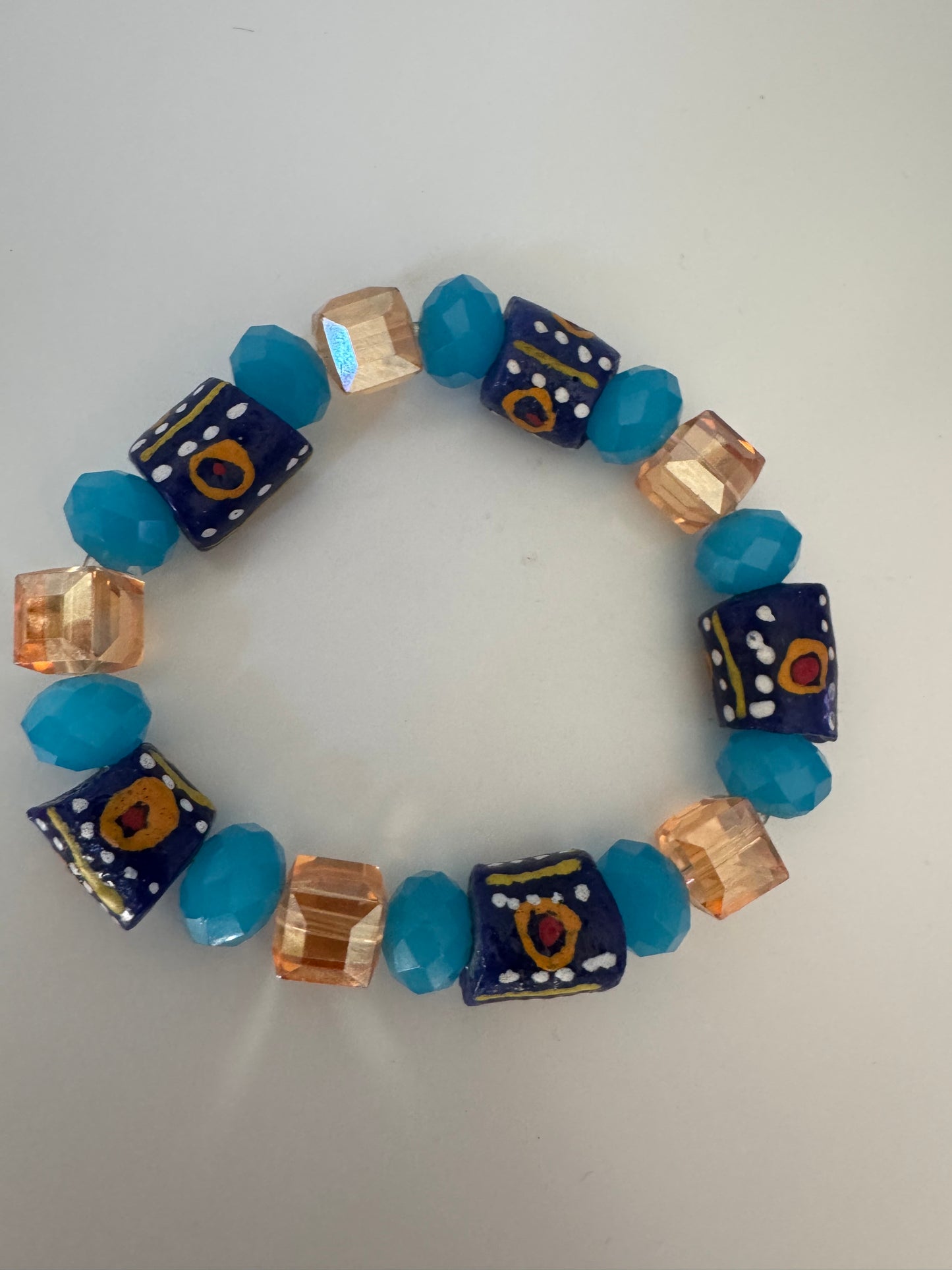 Glass bead bracelet - blue