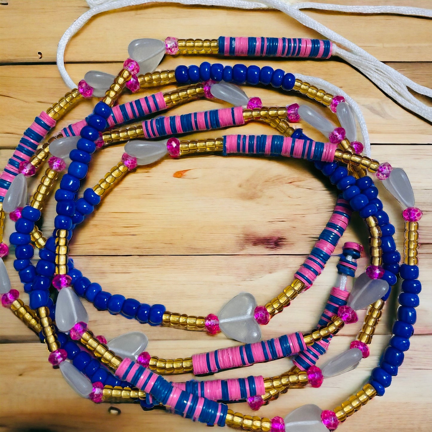 Waist bead pink blue and yellow