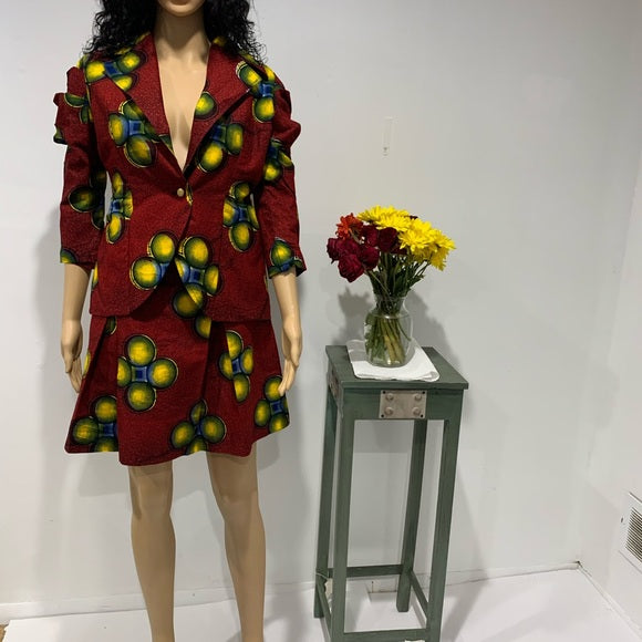Ankara jacket and high waist skirt